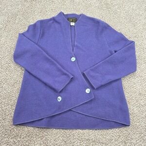 South Wool Women's Purple Artistic Cardigan Sweater 100% Virgin Wool‎ Size M